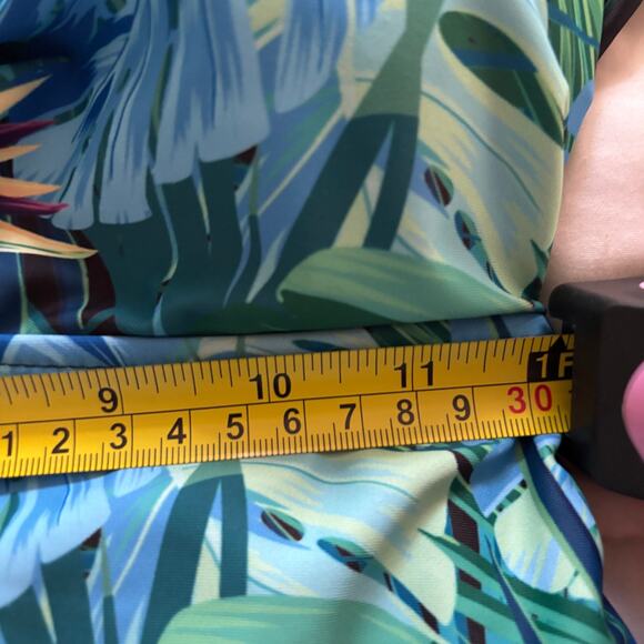 Tropical One-Shoulder Cutout Swimsuit – Palm Leaf Print with Ruffle Strap M - Picture 11 of 13